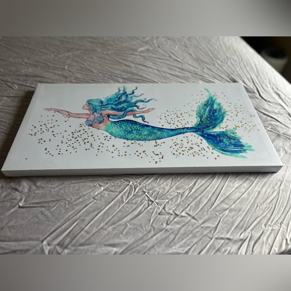 Mermaid Canvas Art with Glitter Accents - Picture 2 of 4